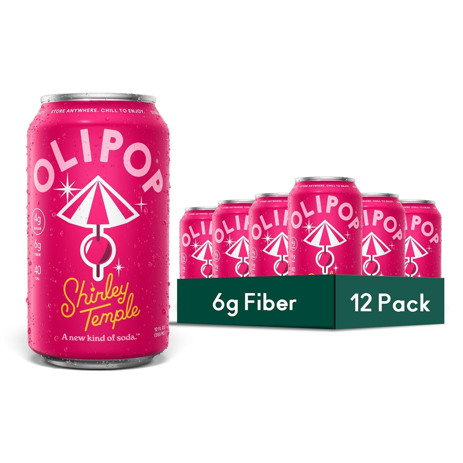 OLIPOP Prebiotic Soda Pop, Vintage Cola, Pantry Pack Packed with Prebiotics, Fiber, and Botanicals, Gluten Free, GMO Free, 12Oz (12-Cans) (Packaging May Vary)