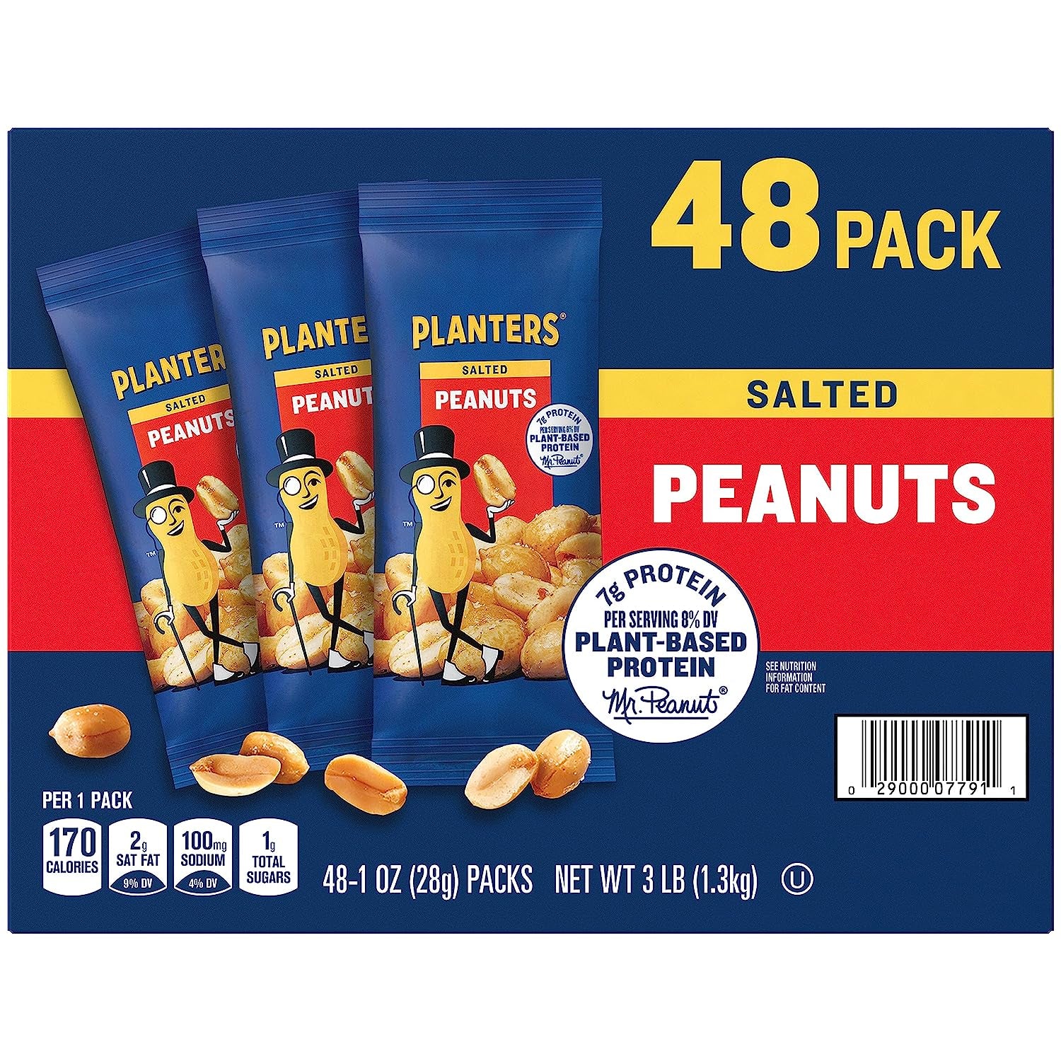 PLANTERS Variety Pack, Salted Cashews, Salted Peanuts & Honey Roasted Peanuts, On-The-Go Nut Snacks, Individually Packed Snacks, 8 -13G (12% - 13% DV) Plant-Based Protein (36 Count)