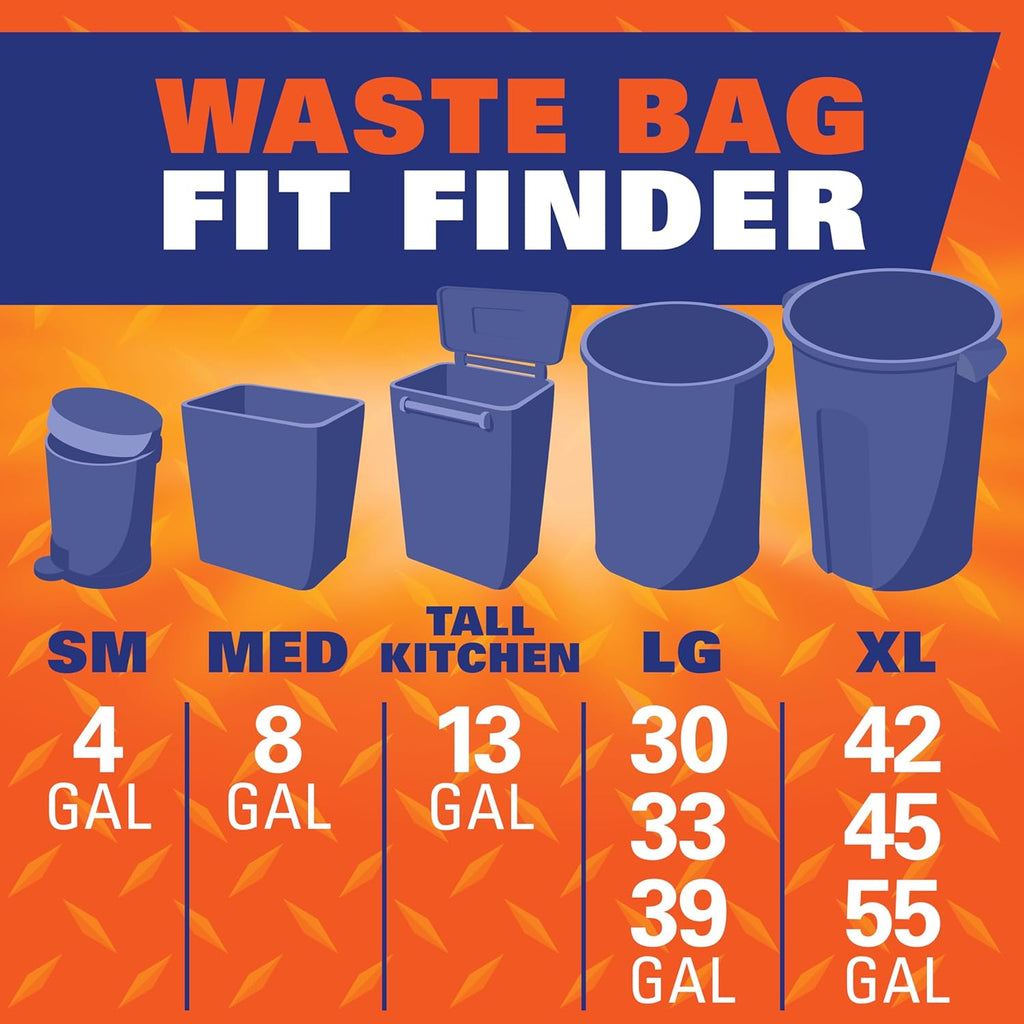Hefty Ultra Strong 13 Gallon Trash Bags, Black Tall Kitchen Trash Bags 13 Gallon Size, Break Resistant Drawstring Enclosure, Continuous Odor Control, Blackout, Clean Burst Scent, 110 Bags