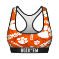 Women's Sports Bra - Clemson Tigers - Logo All-Over