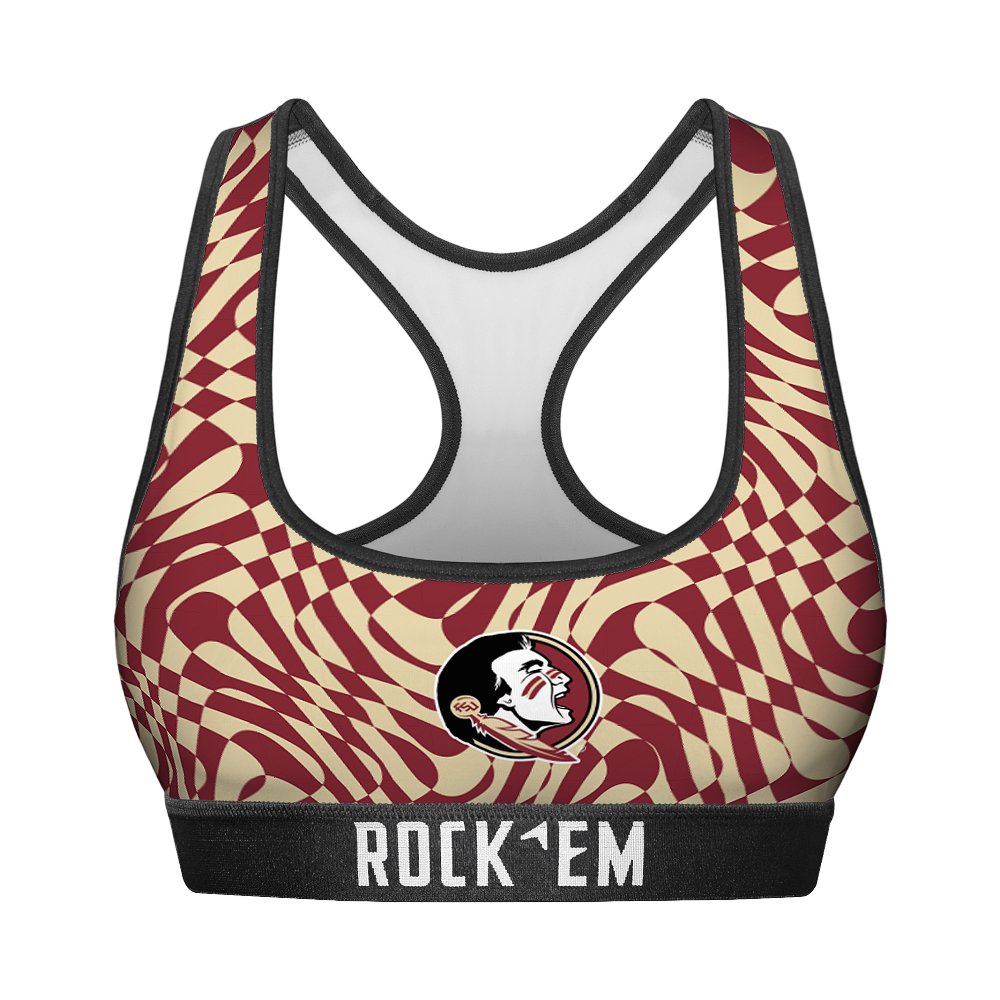 Women's Sports Bra - Florida State Seminoles - Wavy Checkers