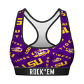 Women's Sports Bra - LSU Tigers - Logo All-Over