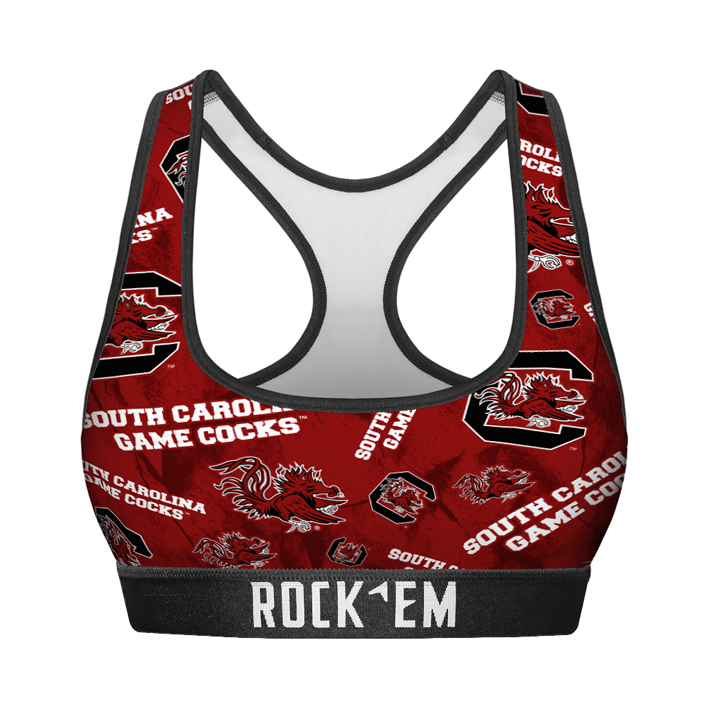 Women's Sports Bra - South Carolina Gamecocks - Logo All-Over
