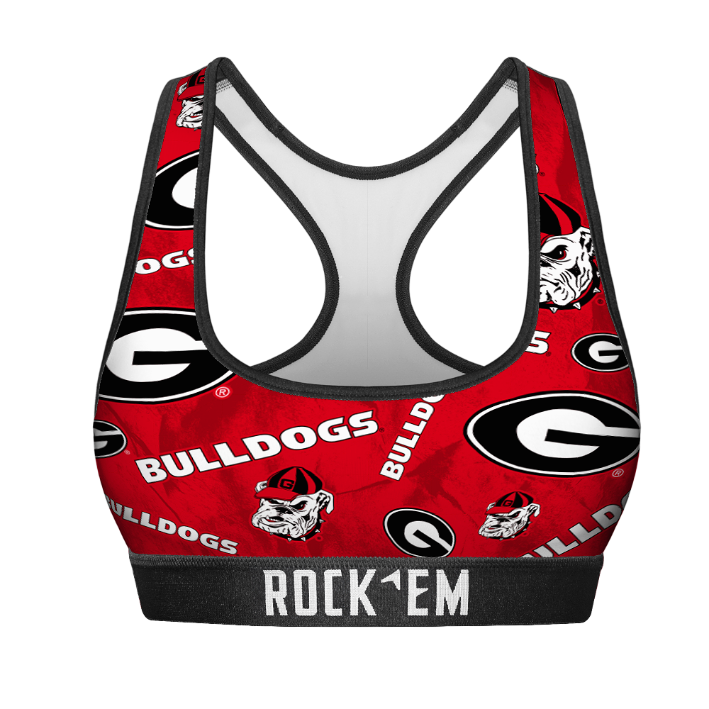 Women's Sports Bra - Georgia Bulldogs - Logo All-Over