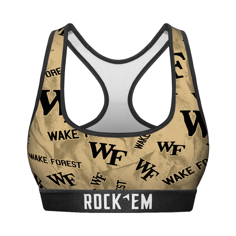 Women's Sports Bra - Wake Forest Demon Deacons - Logo All-Over