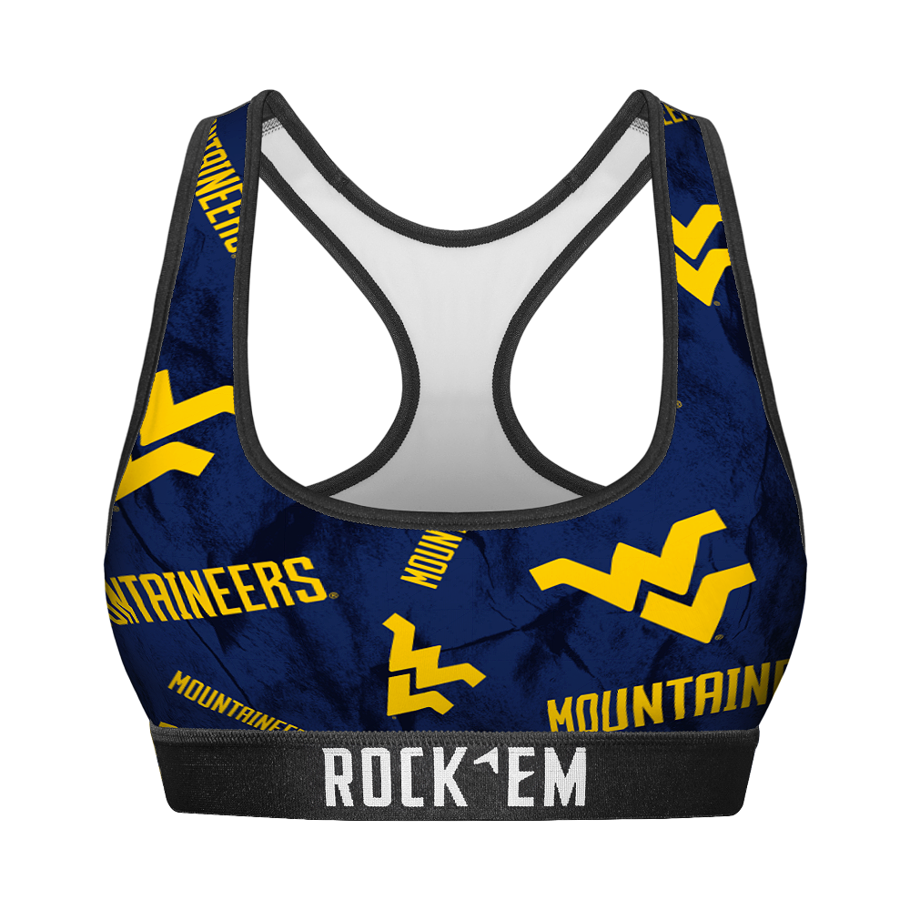 Women's Sports Bra - West Virginia Mountaineers - Logo All-Over