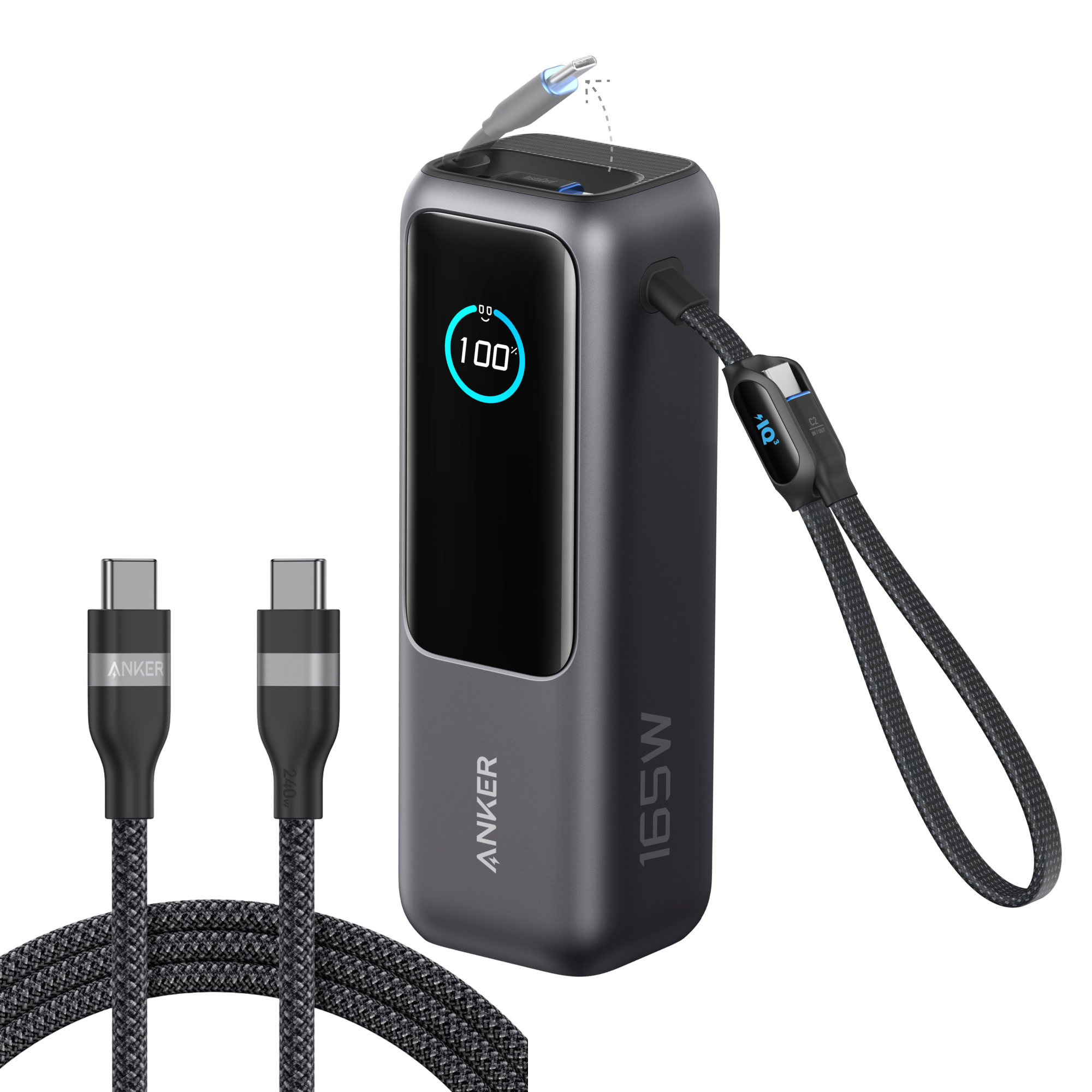 Anker Laptop Power Bank (25K, 165W, Built-In and Retractable Cables)