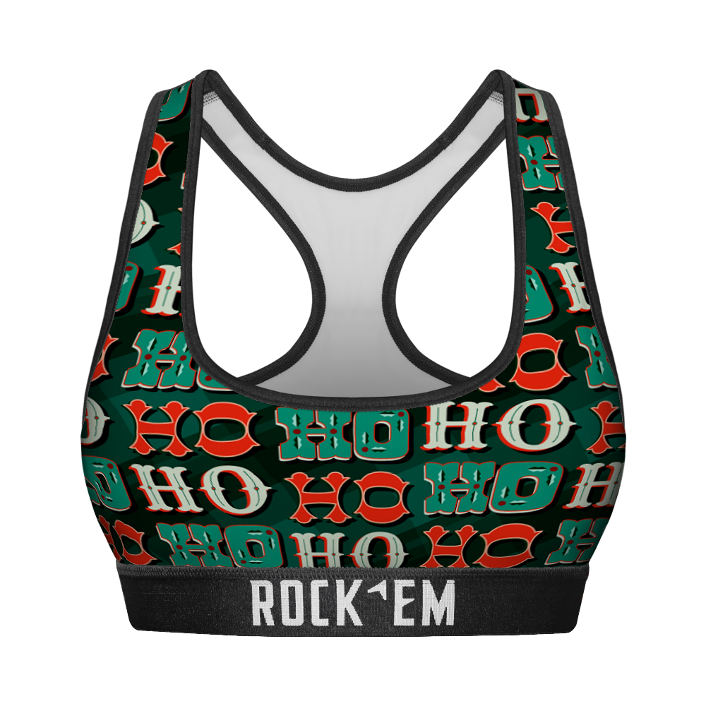 Women's Sports Bra - Ho Ho Ho Pattern
