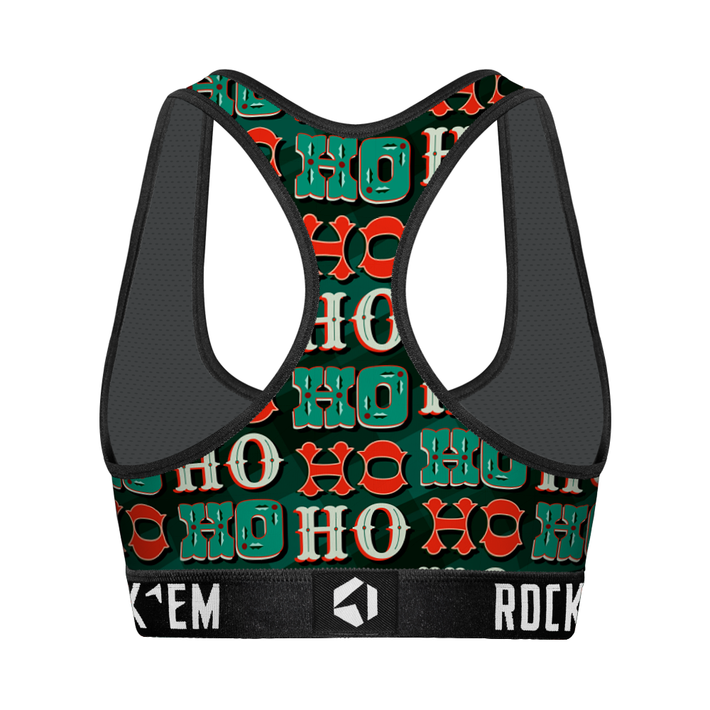 Women's Sports Bra - Ho Ho Ho Pattern