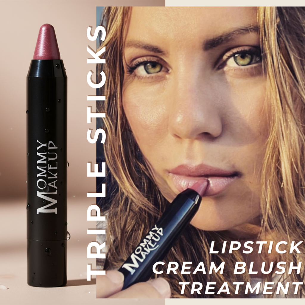 Triple Sticks Lipstick, Cream Blush, and Treatment in Tess