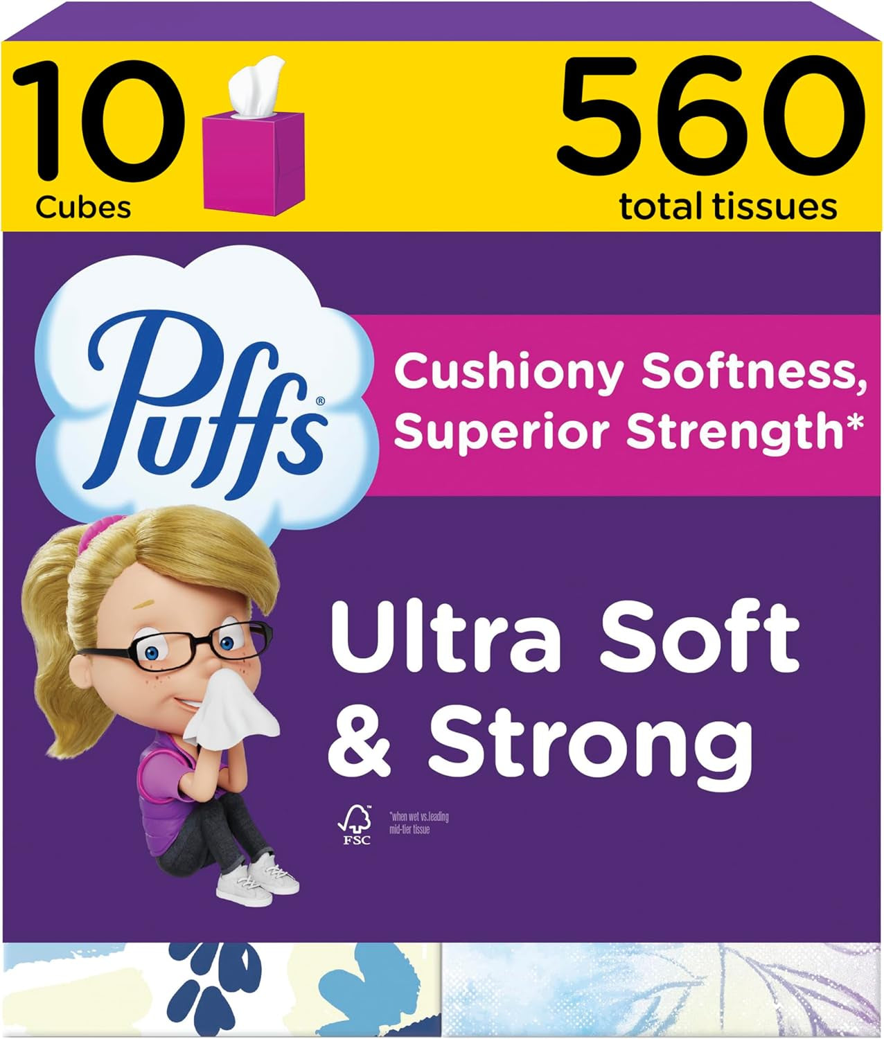 Puffs Facial Tissue Ultra Soft Non-Lotion, 18 Cube Boxes, 56 Facial Tissues per Box, Allergies and Colds (Packaging May Vary)