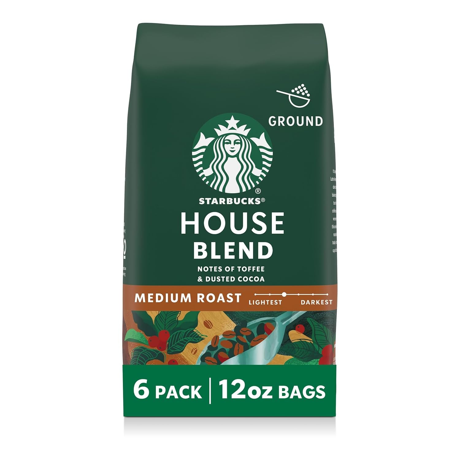 Starbucks Ground Coffee, Medium Roast Coffee, House Blend, 100% Arabica, 1 Bag (18 Oz)