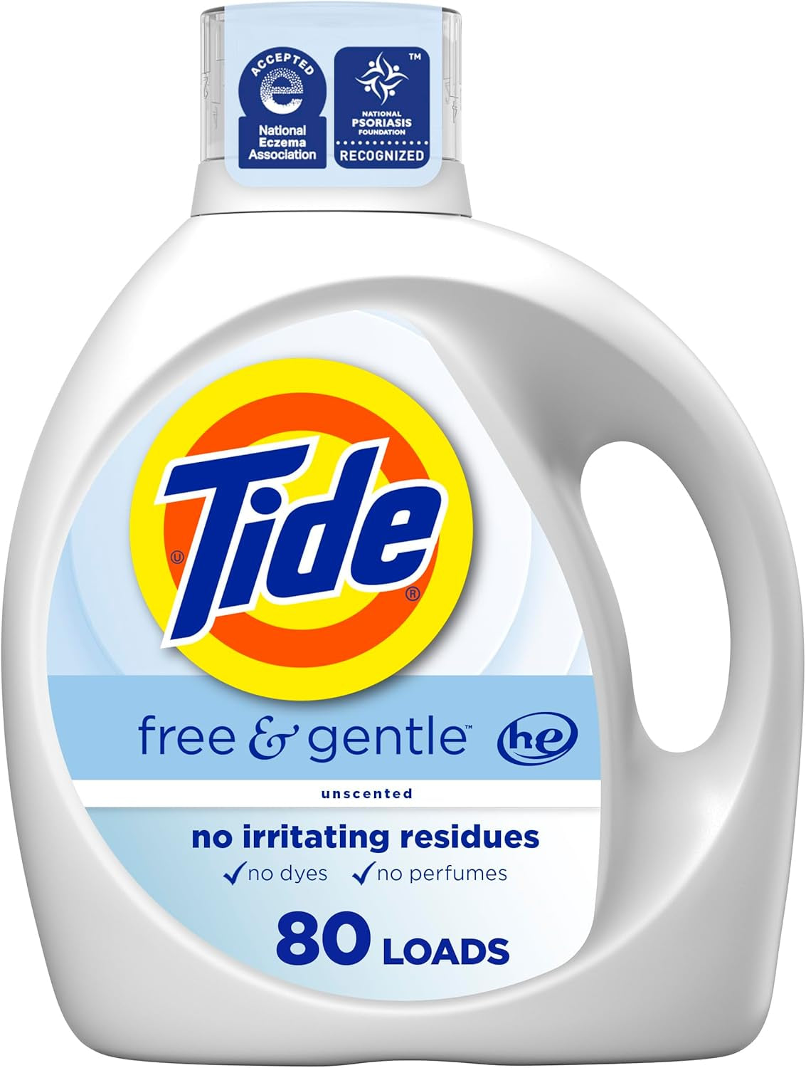 Tide Free & Gentle Liquid Laundry Detergent, 100 Loads, 132 Fl Oz, Tide Laundry Detergent, Clean Laundry Detergent