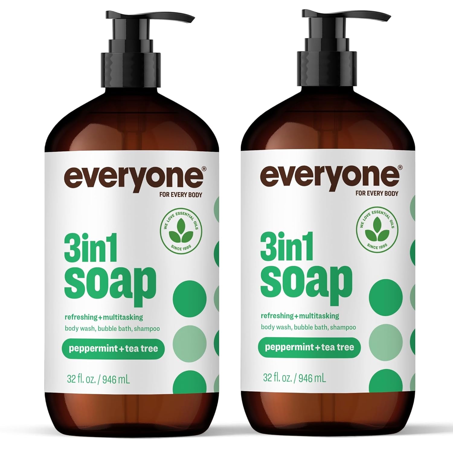 Everyone 3-In-1 Soap, Body Wash, Bubble Bath, Shampoo, 32 Ounce (Pack of 2), Vanilla and Lavender, Made with Essential Oils for Men and Women