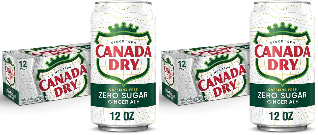 Canada Dry Zero Sugar Ginger Ale Soda, 12 Fl Oz Cans, 12 Pack