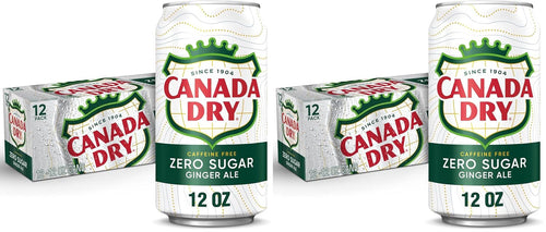 Canada Dry Zero Sugar Ginger Ale Soda, 12 Fl Oz Cans, 12 Pack