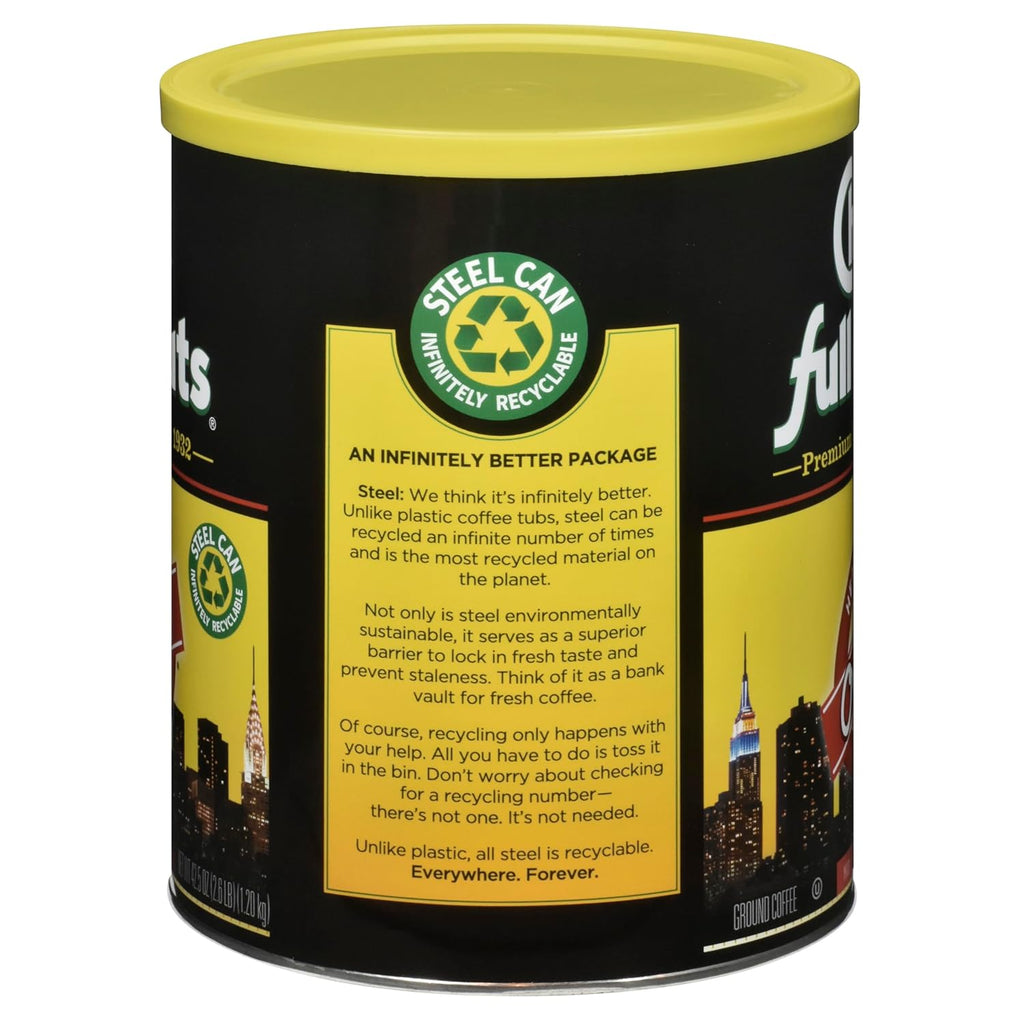 Chock Full O' Nuts Heavenly Original Ground Coffee – Premium Beans in Recyclable Steel Can – Rich Flavor & Aroma, Medium Roast – Perfect for Drip, Pour-Over, Percolator – 42.5 Oz Can