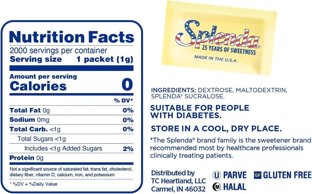 SPLENDA Zero Calorie Sweetener, 2000 Count Packets