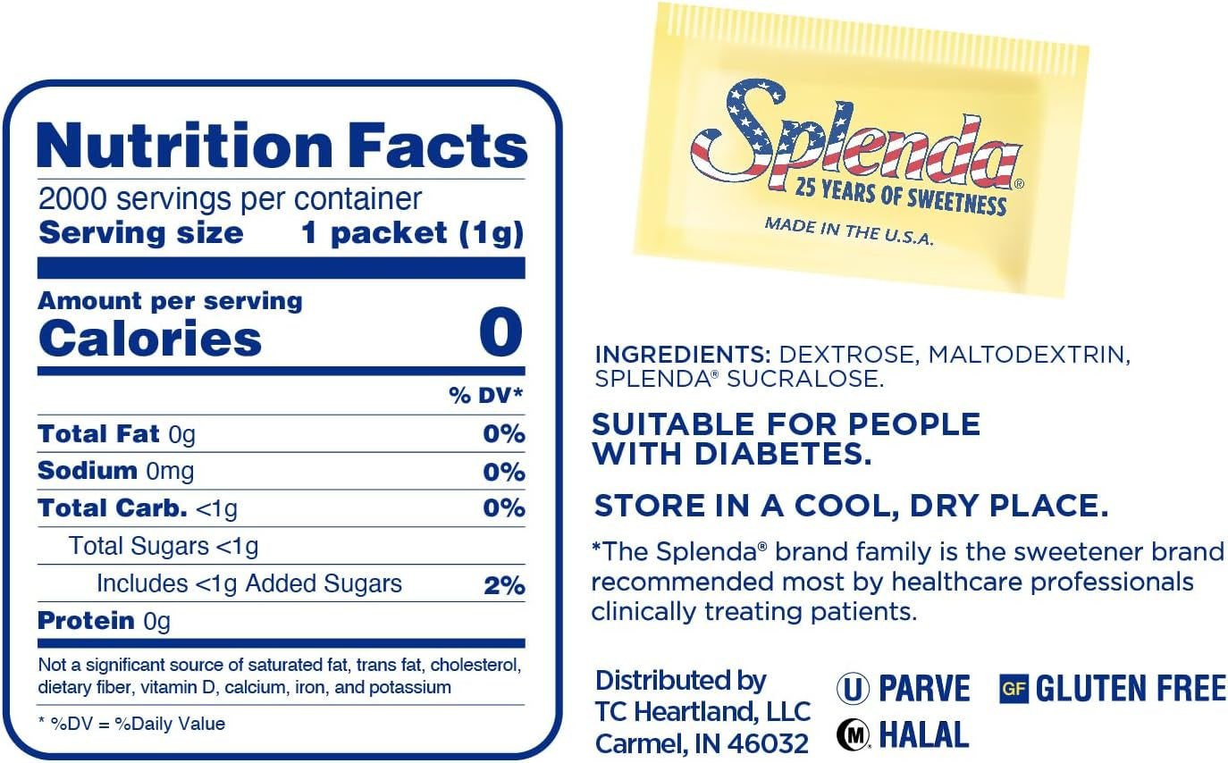 SPLENDA Zero Calorie Sweetener, 2000 Count Packets