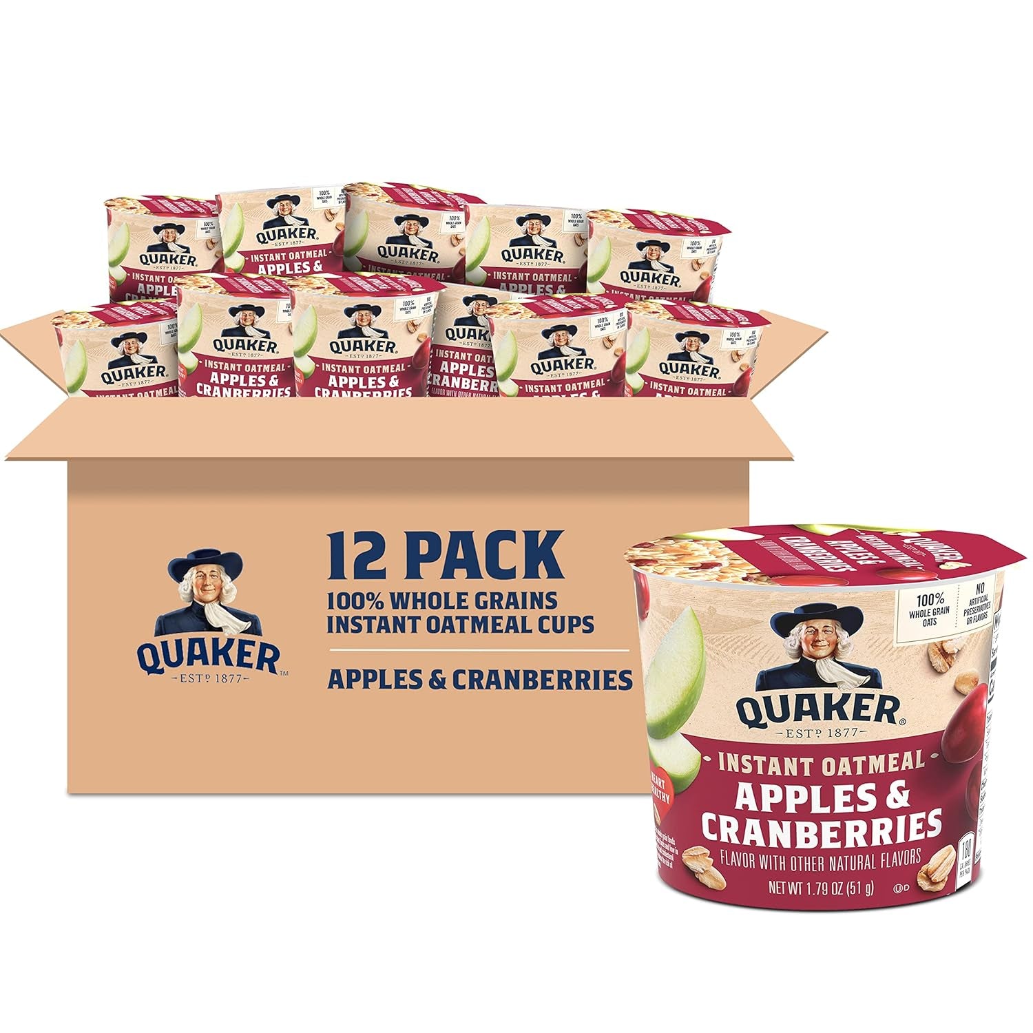 Quaker Instant Oatmeal Express Cups, 10G Protein 2 Flavor Variety Pack, (Pack of 12)
