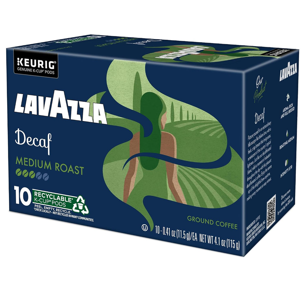 Lavazza Decaf, Single-Serve Keurig K-Cup Pods, Medium Roast Coffee, 60-Count Box (6 Packs of 10)
