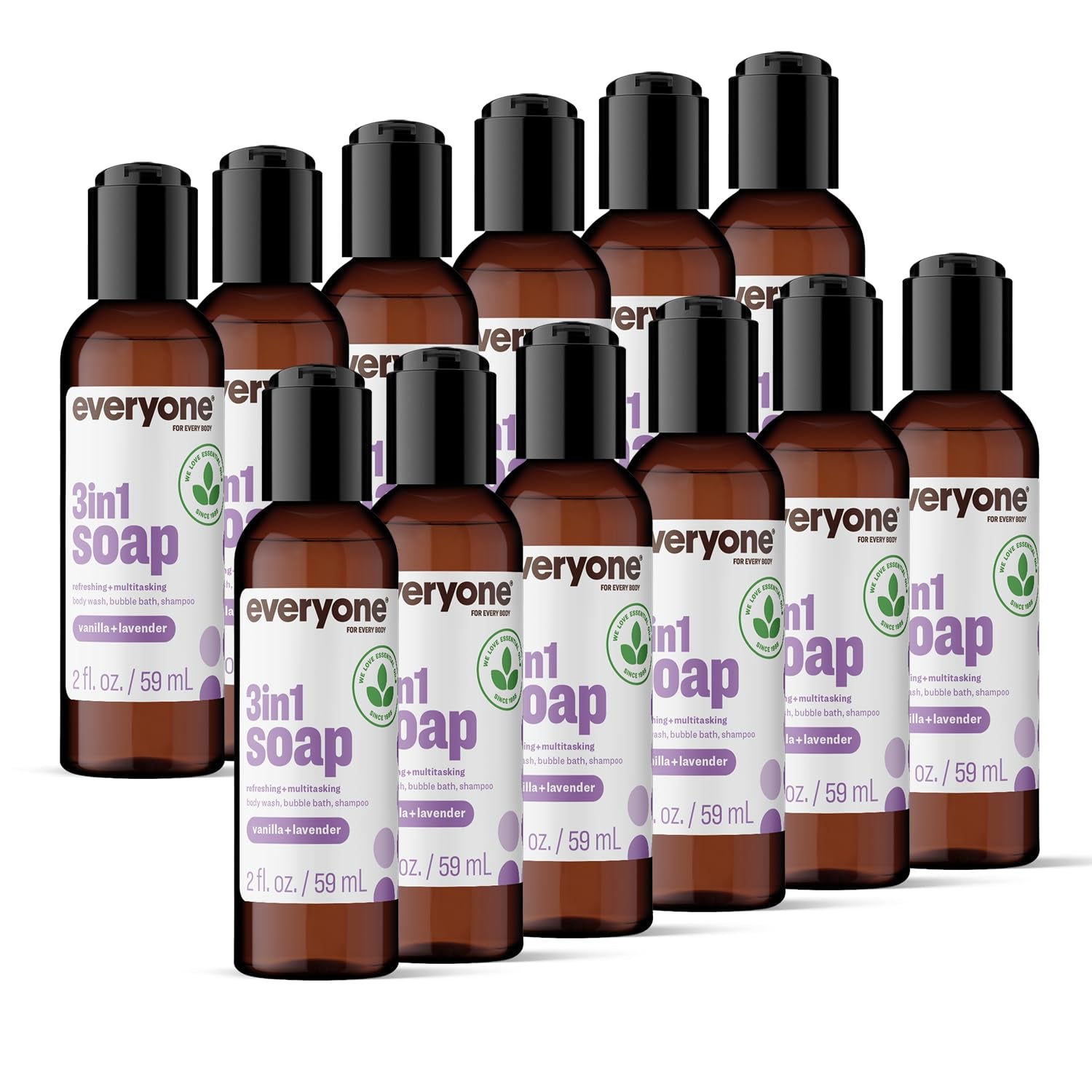 Everyone 3-In-1 Soap, Body Wash, Bubble Bath, Shampoo, 32 Ounce (Pack of 2), Vanilla and Lavender, Made with Essential Oils for Men and Women