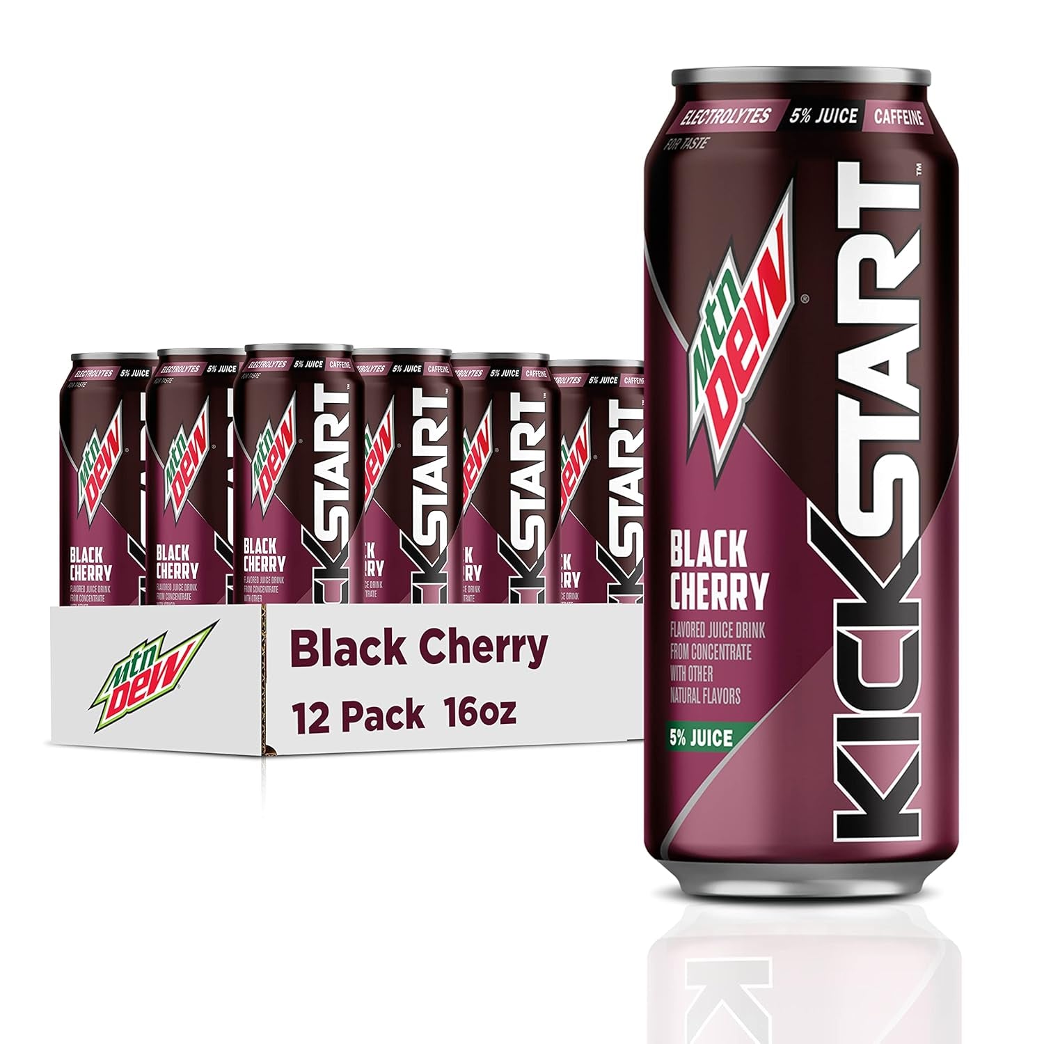Mountain Dew Kickstart, Orange Citrus, 92Mg Caffeine, Vitamins B & C, 80 Calories, 5% Juice, 16 Fl Oz (Pack of 12)