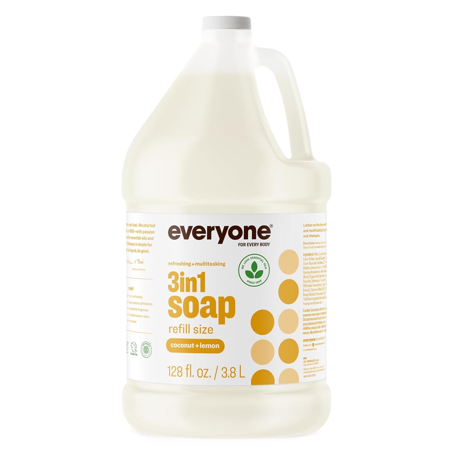 Everyone 3-In-1 Soap, Body Wash, Bubble Bath, Shampoo, 32 Ounce (Pack of 2), Vanilla and Lavender, Made with Essential Oils for Men and Women
