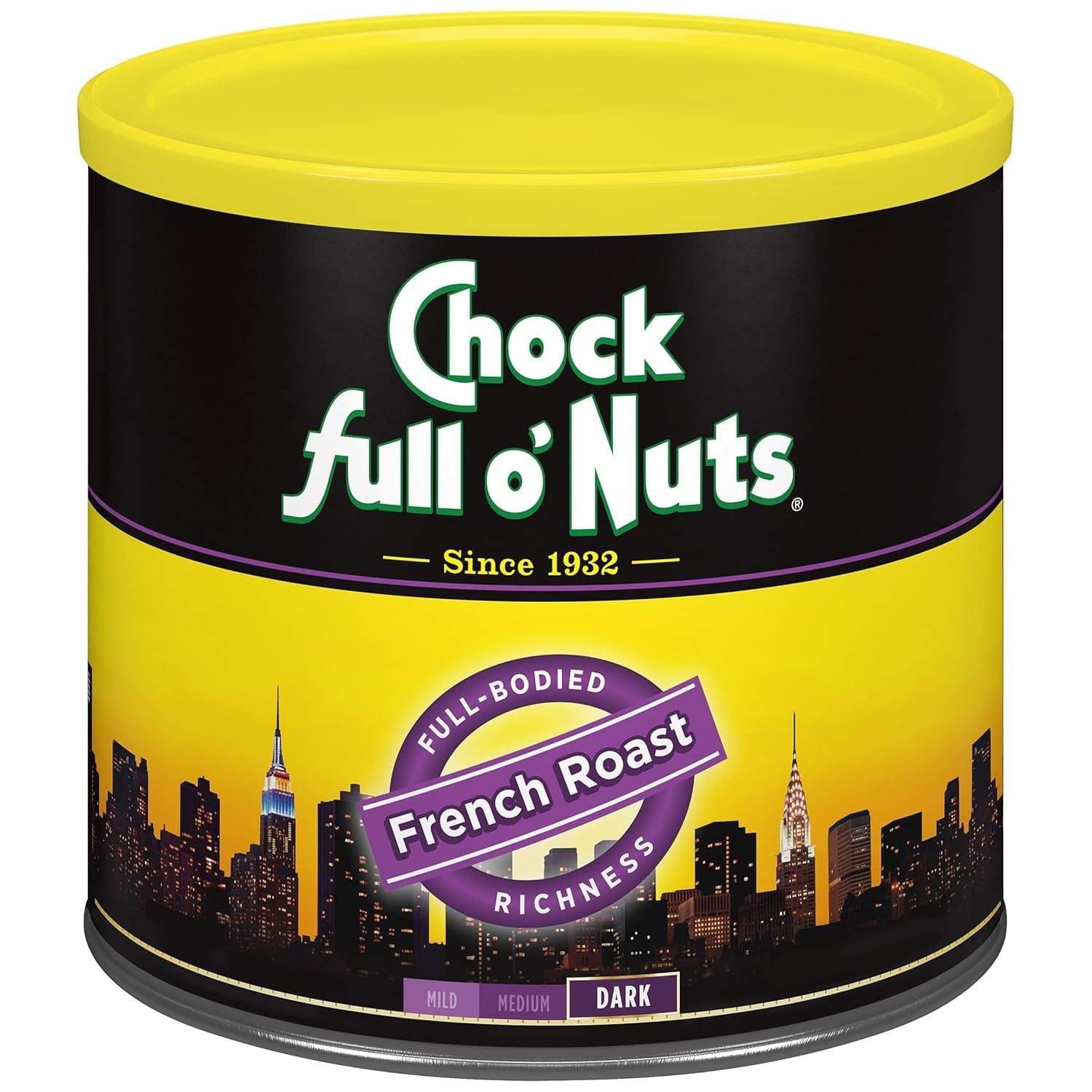 Chock Full O' Nuts Heavenly Original Ground Coffee – Premium Beans in Recyclable Steel Can – Rich Flavor & Aroma, Medium Roast – Perfect for Drip, Pour-Over, Percolator – 42.5 Oz Can