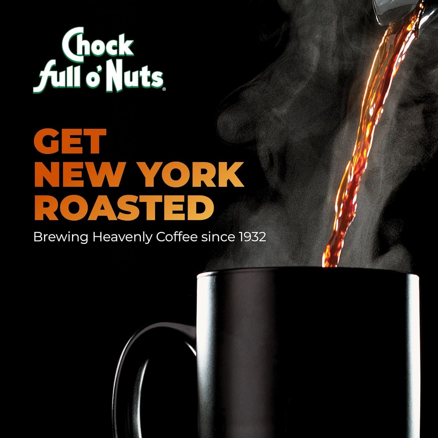 Chock Full O' Nuts Heavenly Original Ground Coffee – Premium Beans in Recyclable Steel Can – Rich Flavor & Aroma, Medium Roast – Perfect for Drip, Pour-Over, Percolator – 42.5 Oz Can