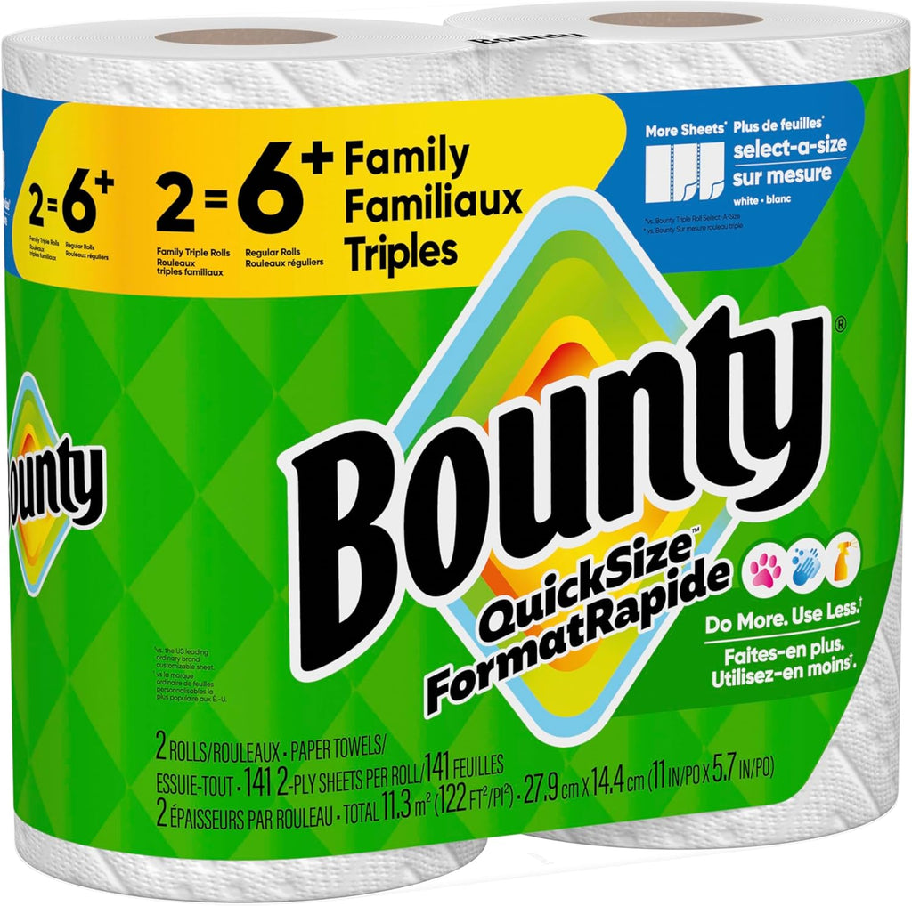 Paper Towels Quick Size, White, 6 Family Triple Rolls = 20+ Regular Rolls