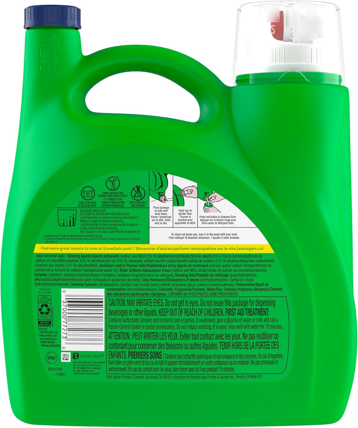 Gain Liquid Laundry Detergent, Freshness, Odor Defense, High Efficiency Washing Machine Liquid Laundry Soap, Original Scent, 132 Fl Oz, 100 Loads (Packaging May Vary)