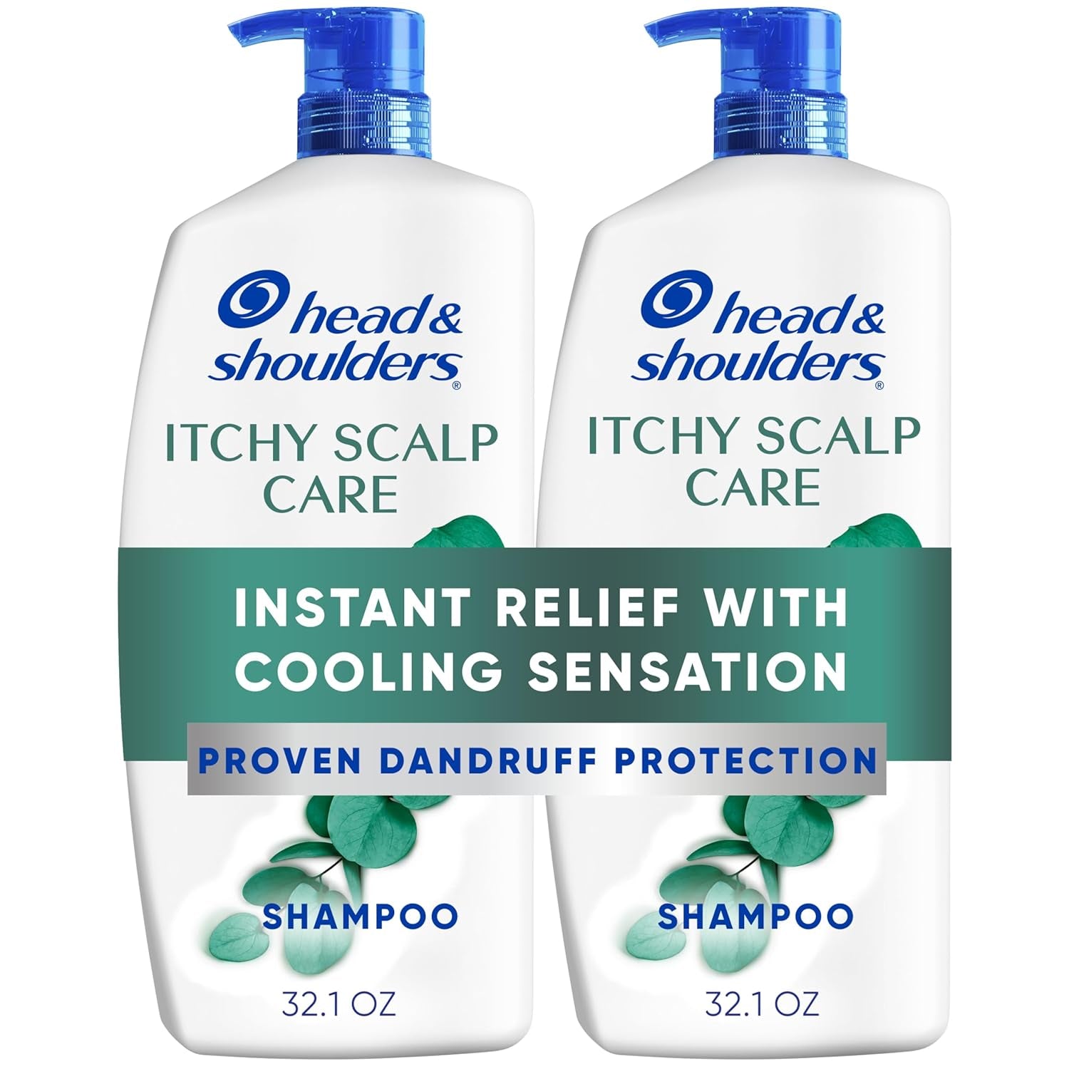 Head & Shoulders Anti-Dandruff Shampoo with 1% Pyrithione Zinc, Clinically Proven & Scalp Care Treatment, Fresh Green Apple Scent, 32.1 Fl Oz Each, 2 Pack