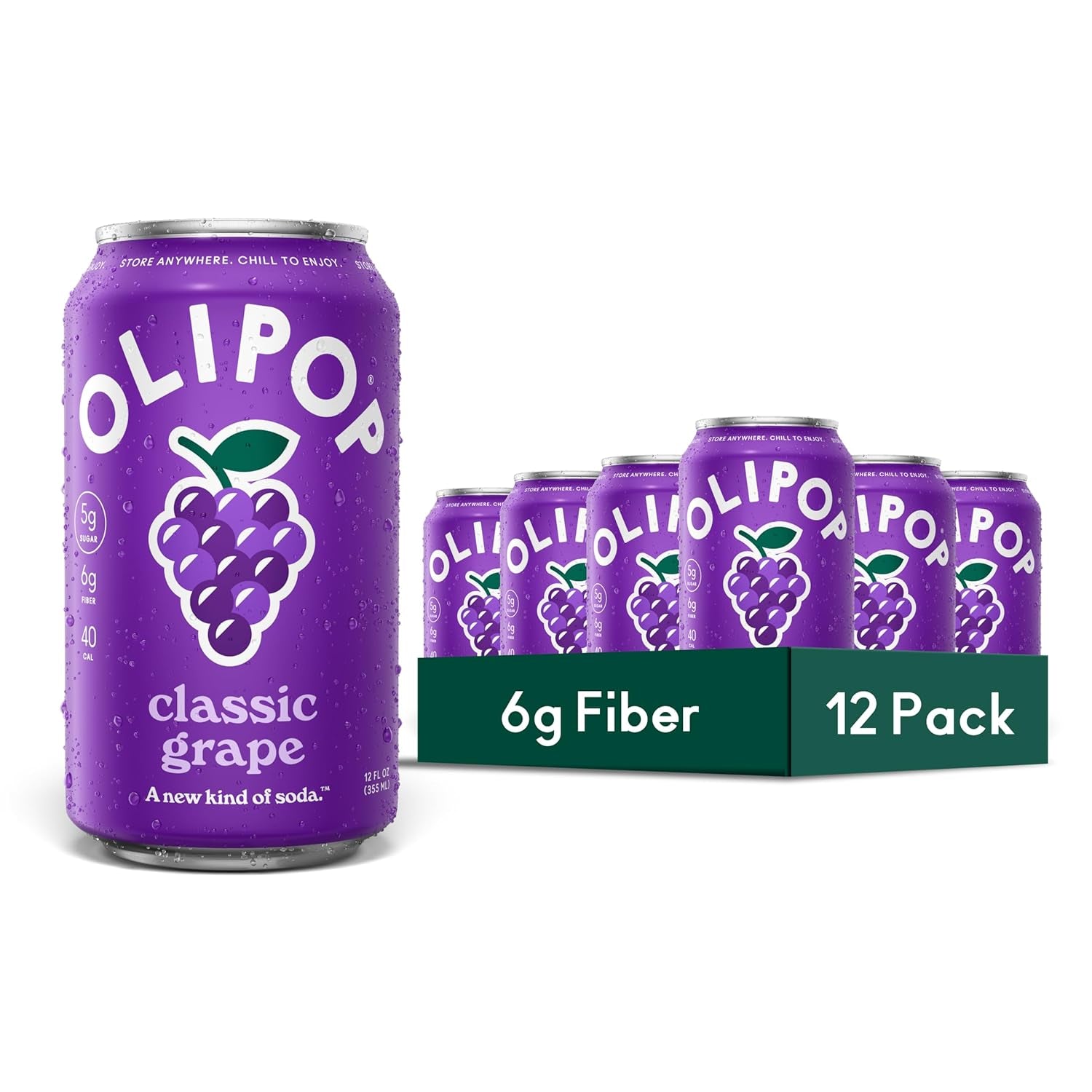 OLIPOP Prebiotic Soda Pop, Vintage Cola, Pantry Pack Packed with Prebiotics, Fiber, and Botanicals, Gluten Free, GMO Free, 12Oz (12-Cans) (Packaging May Vary)