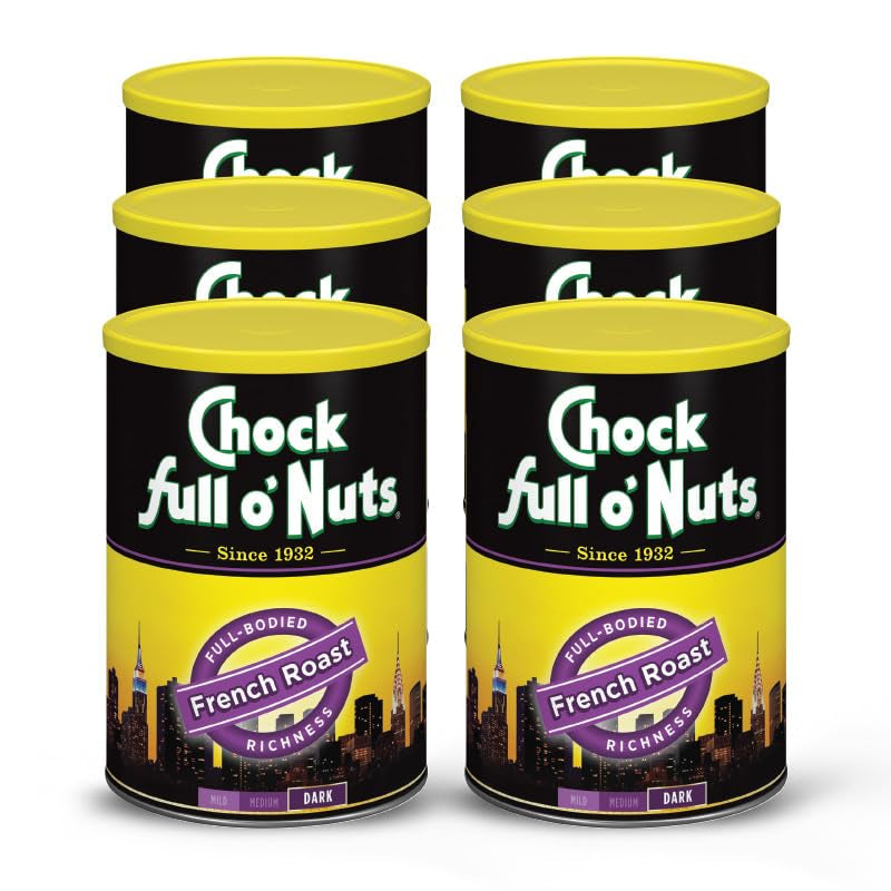 Chock Full O' Nuts Heavenly Original Ground Coffee – Premium Beans in Recyclable Steel Can – Rich Flavor & Aroma, Medium Roast – Perfect for Drip, Pour-Over, Percolator – 42.5 Oz Can
