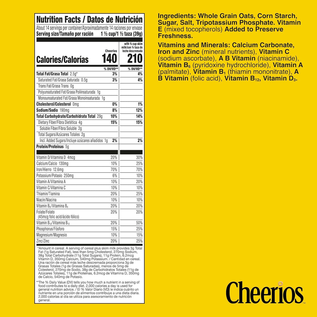 Cheerios, Heart Healthy Gluten Free Breakfast Cereal, Giant Size, 20 Oz