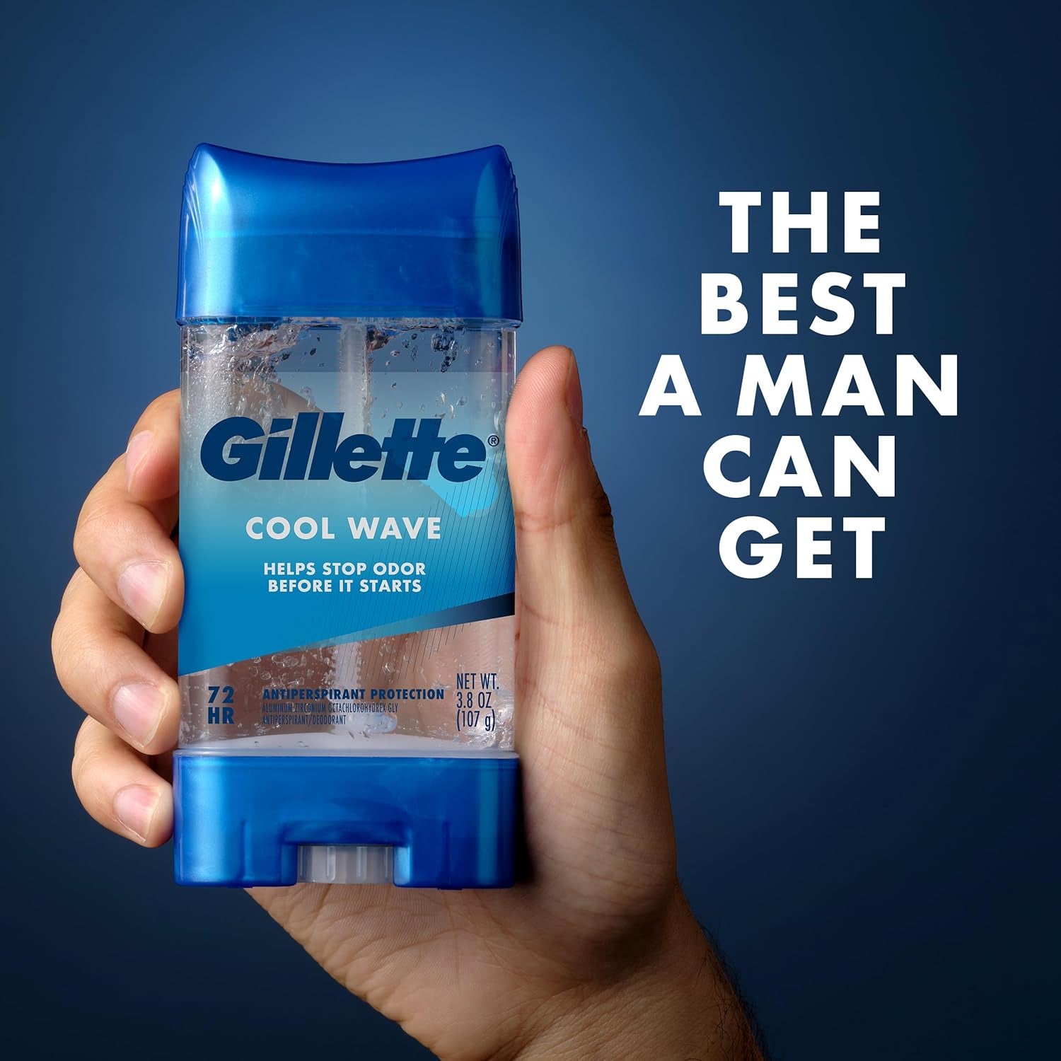Gillette Antiperspirant and Deodorant for Men, 72Hr Clinical Strength Sweat & Odor Protection, Long Lasting Freshness, Anti-White Mark Technology, Clear Gel, Cool Wave Scent, 3.8 Oz (Pack of 4)
