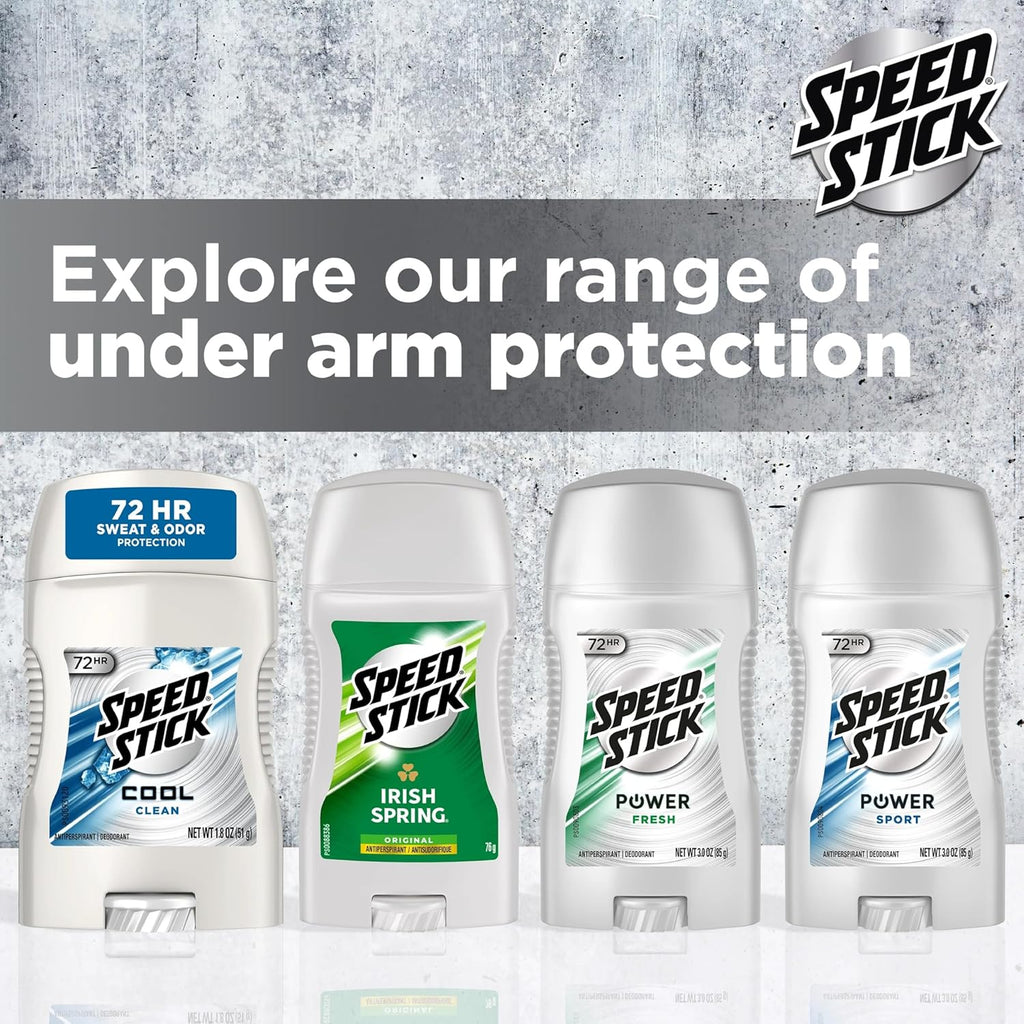 Speed Stick Power Antiperspirant Deodorant for Men, 72 HR Sweat & Odor Protection, Unscented, 3.0 Oz Stick (4 Pack)