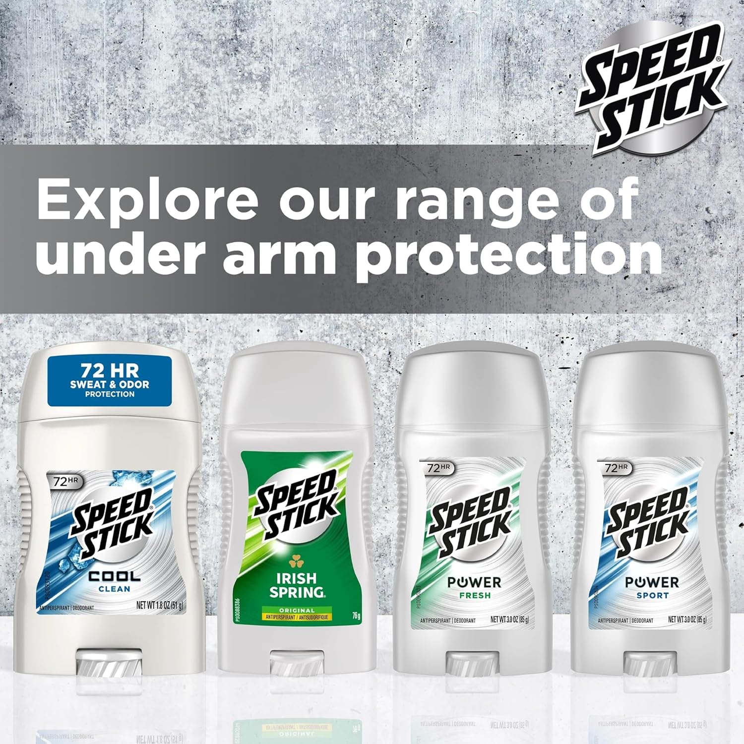 Speed Stick Power Antiperspirant Deodorant for Men, 72 HR Sweat & Odor Protection, Unscented, 3.0 Oz Stick (4 Pack)