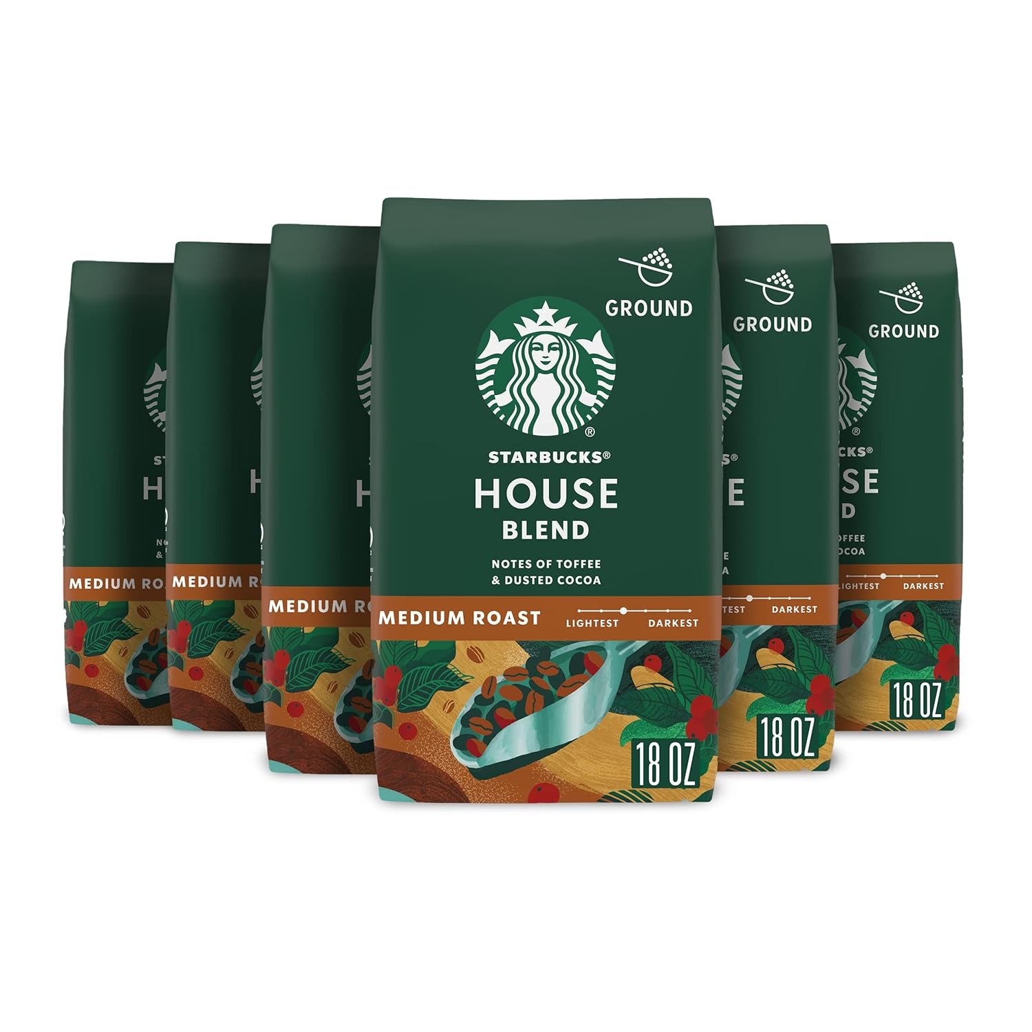 Starbucks Ground Coffee, Medium Roast Coffee, House Blend, 100% Arabica, 1 Bag (18 Oz)