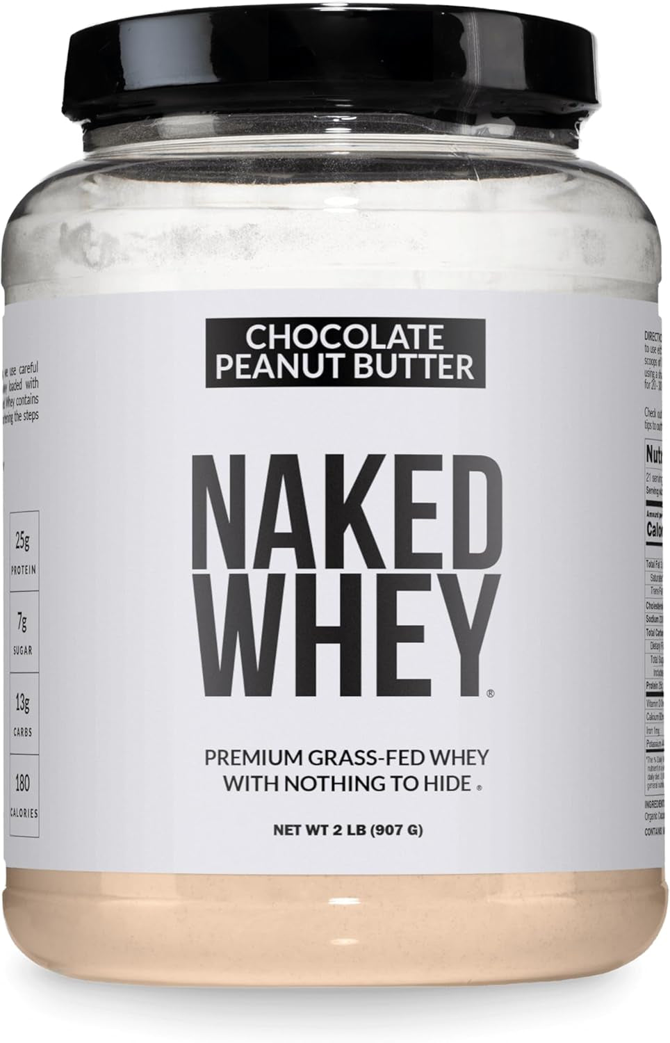 NAKED Whey 2LB 100% Grass Fed Whey Protein Powder - Only 1 Ingredient, Unflavored Whey Protein, NSF Certified, Undenatured, Gluten Free, Soy Free, No Gmos, No Preservatives