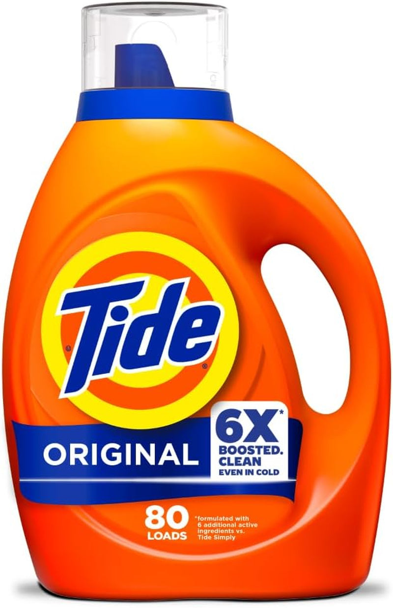 Tide Laundry Detergent Liquid, Original Scent, 64 Loads, 80 FL OZ, Works on 100% of Common Stains, Laundry Soap, Liquid Laundry Detergent