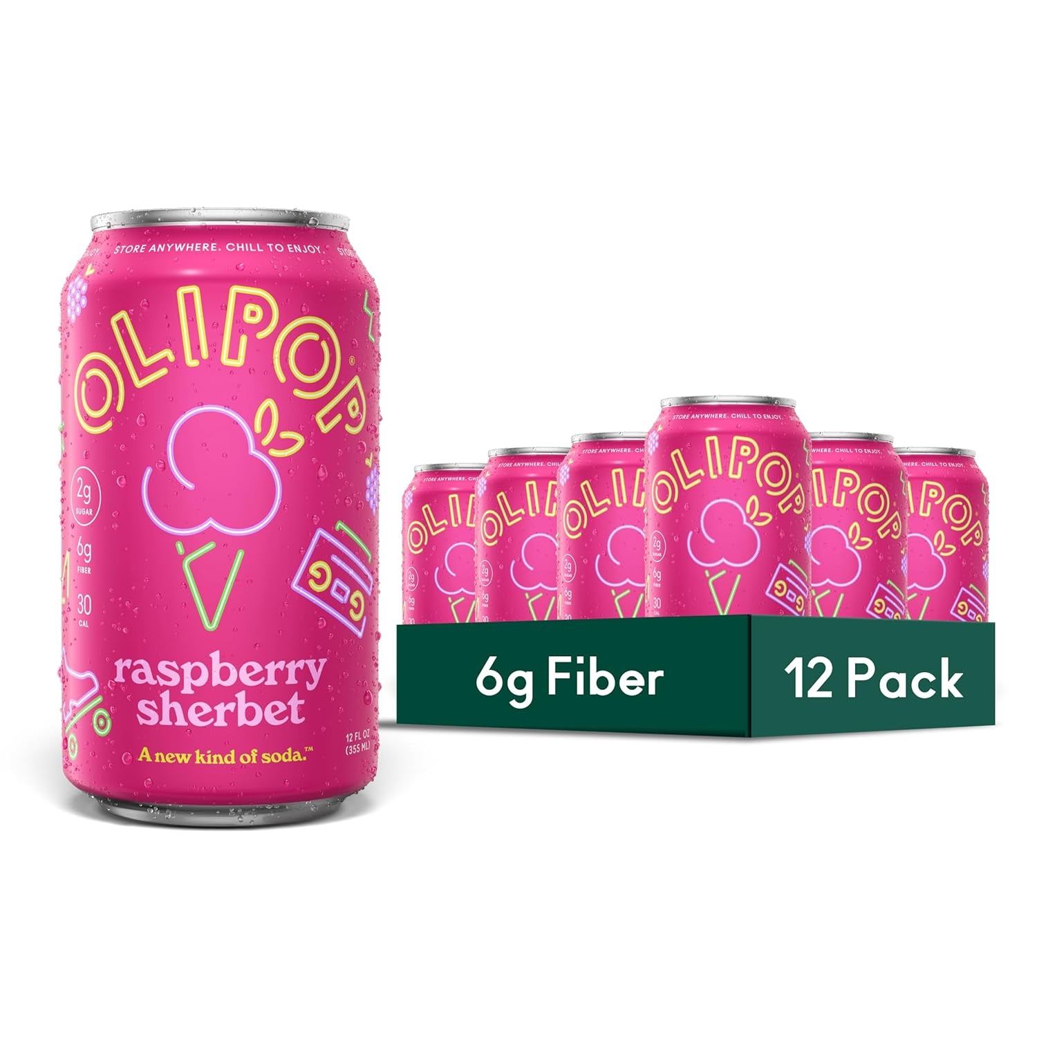 OLIPOP Prebiotic Soda Pop, Vintage Cola, Pantry Pack Packed with Prebiotics, Fiber, and Botanicals, Gluten Free, GMO Free, 12Oz (12-Cans) (Packaging May Vary)