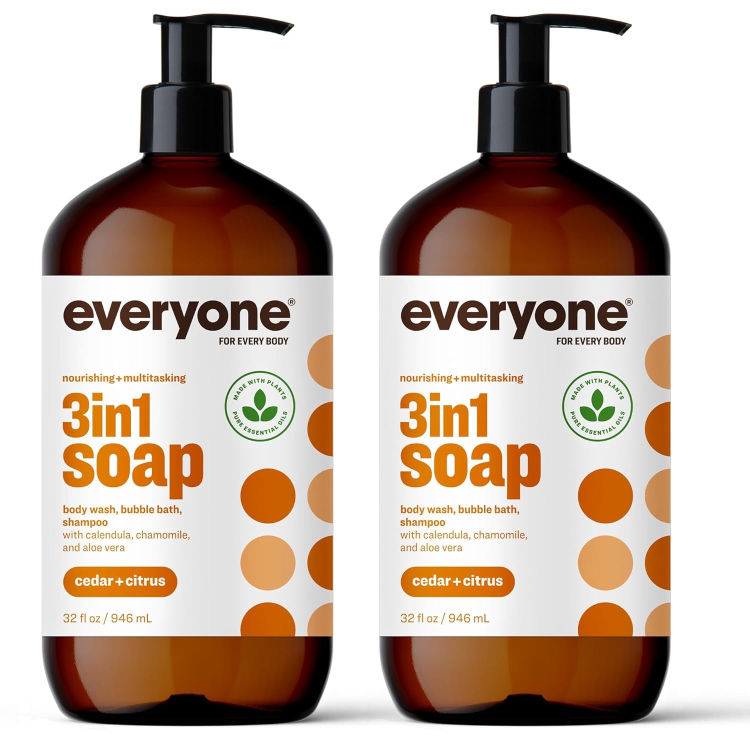 Everyone 3-In-1 Soap, Body Wash, Bubble Bath, Shampoo, 32 Ounce (Pack of 2), Vanilla and Lavender, Made with Essential Oils for Men and Women