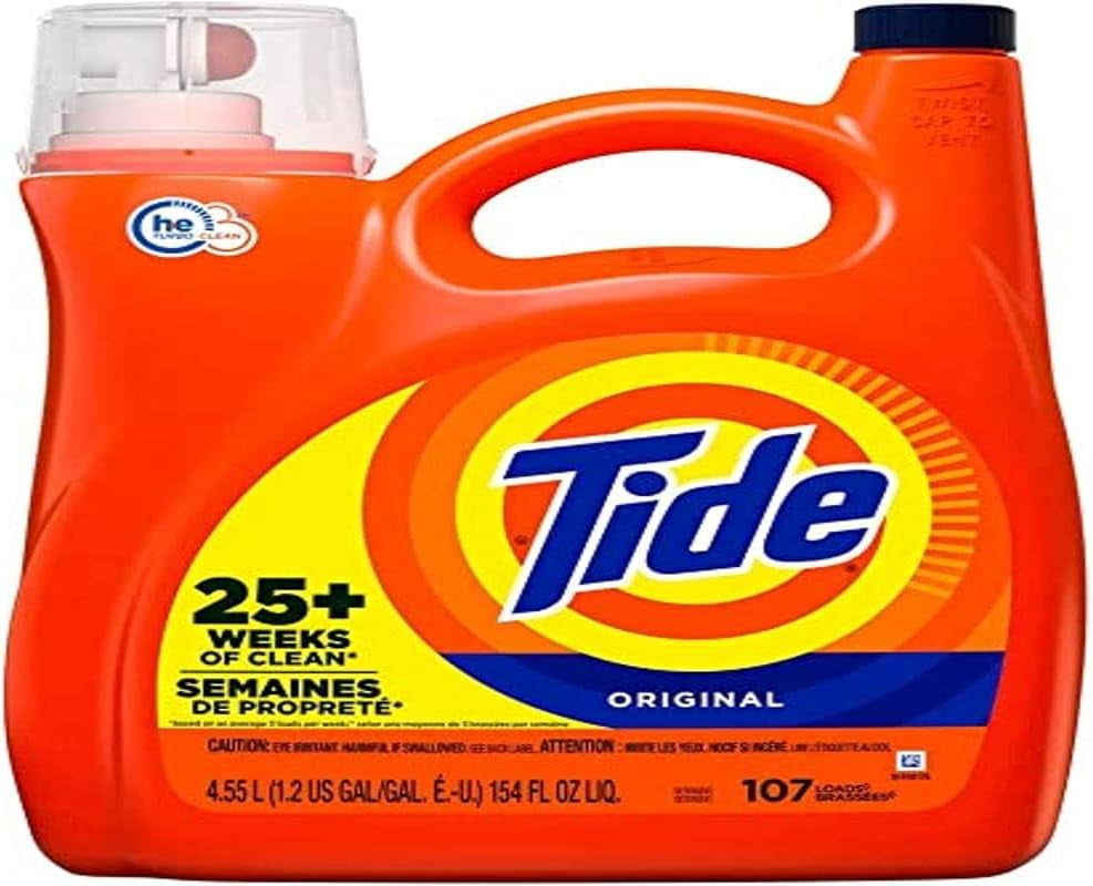 Tide Liquid Laundry Detergent, Original Scent, 125 Fl Oz, 100 Loads, Boosted Clean Even in Cold Water with Concentrated Washing Soap