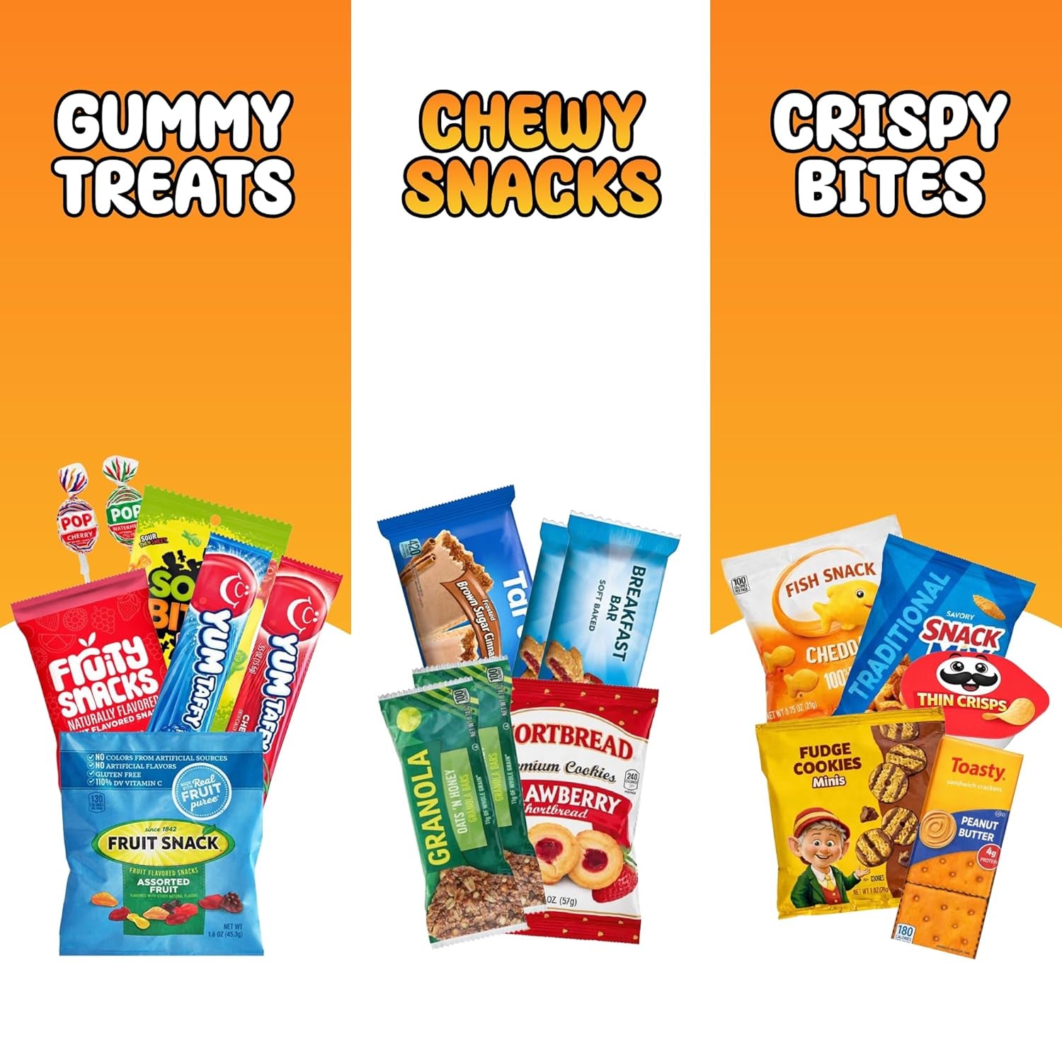 Snack Box Variety Pack (120 Count) - Bulk Snacks Variety Pack for Adults, Kids & Teens - Snacks Candy Gift Box with Chips, Cookies & Bars - Care Packages for College Students, Office & Birthdays