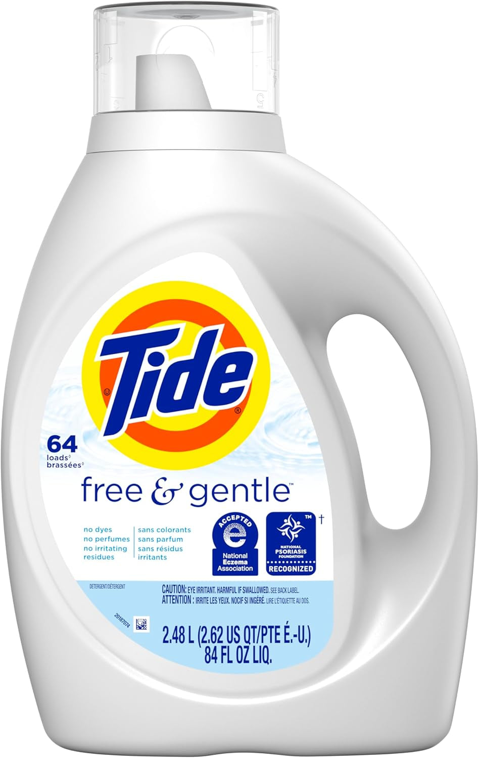 Tide Free & Gentle Liquid Laundry Detergent, 100 Loads, 132 Fl Oz, Tide Laundry Detergent, Clean Laundry Detergent