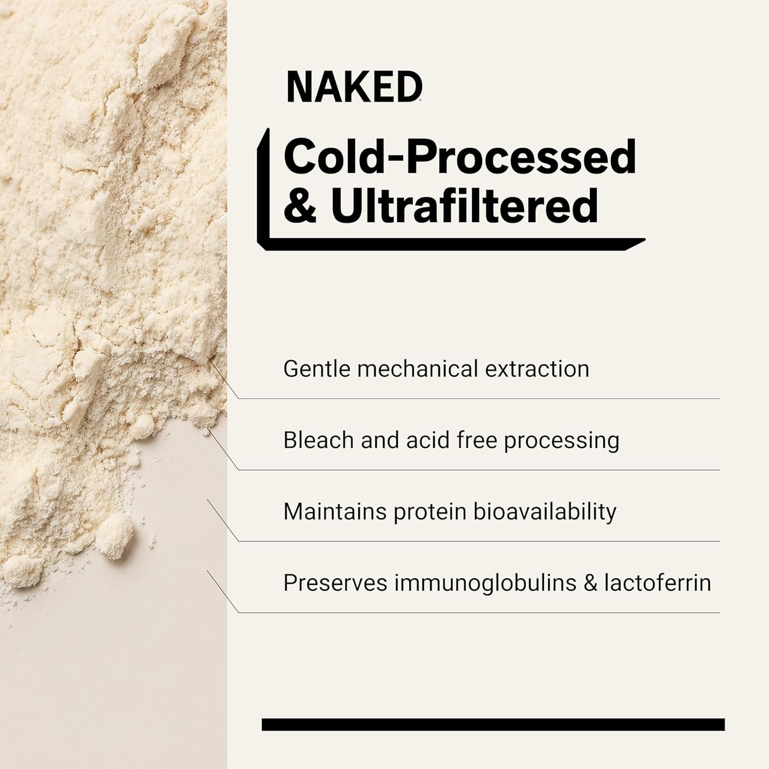NAKED Whey 2LB 100% Grass Fed Whey Protein Powder - Only 1 Ingredient, Unflavored Whey Protein, NSF Certified, Undenatured, Gluten Free, Soy Free, No Gmos, No Preservatives