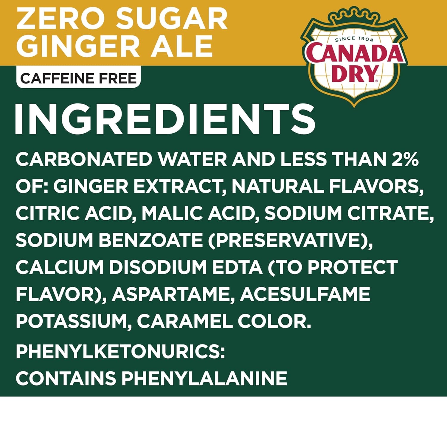 Canada Dry Zero Sugar Ginger Ale Soda, 12 Fl Oz Cans, 12 Pack