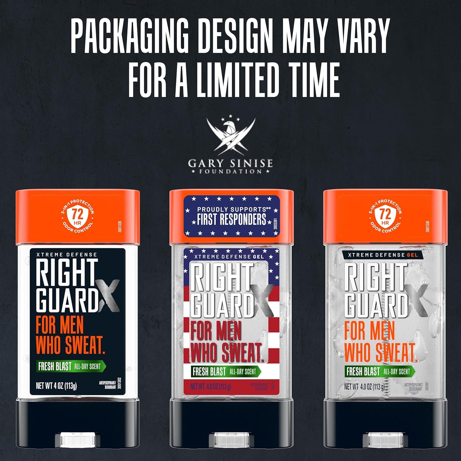 Right Guard Xtreme Defense Antiperspirant Deodorant Gel, Fresh Blast Scent - 5-In-1 Deodorant Men Can Trust, 72-Hour Odor Control, Invisible Gel for Men, 4 Oz (4 Pack)